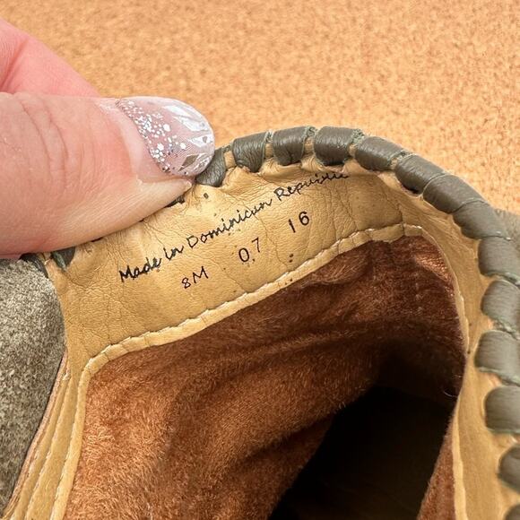 Jack Rogers Suede Olive Green Heeled Ankle Chelsea Bootie US 8 M Fringe Western - Picture 10 of 11